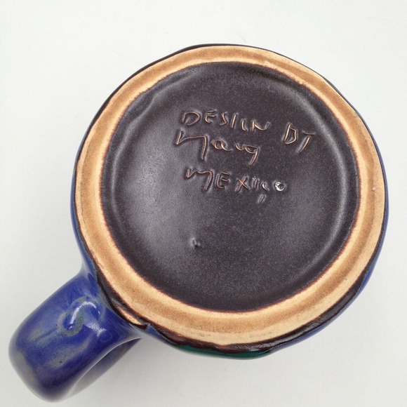 Mara Mexico Tan Pink Cat and Tan Dog Coffee Mug Hand Painted Handmade Folk Art - Picture 6 of 7